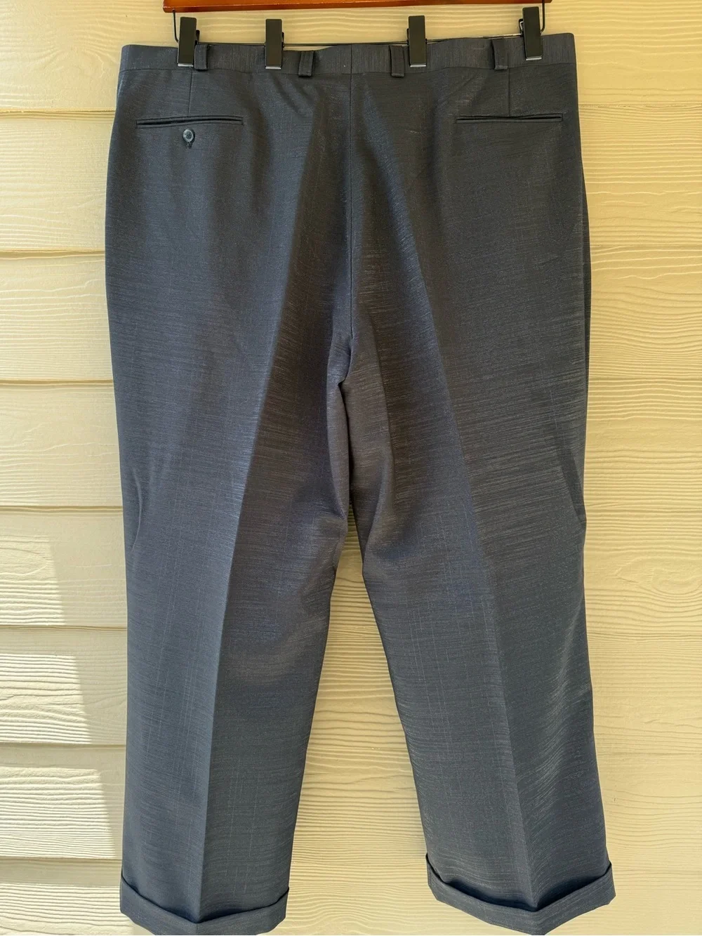 Falcone Men's Black Silver Polyester Jacket Blazer & Pants 2pc Suit Size 52L/47L